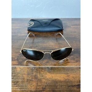 Ray-Ban Gold Frame Black Lens Slim Cat-Eye Sunglasses